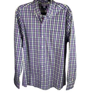 Cutter & Buck L/S Anthony‎ Performance Woven Shirt - L Limelight Plaid New